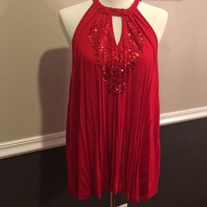 Red beaded halter top